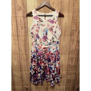 NYCO size 8 floral dress white pink purple New York & company floral summer